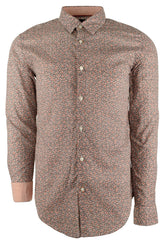 Hugo Boss Men's Big & Tall Ronni Long Sleeve Button Down Shirt Open Orange